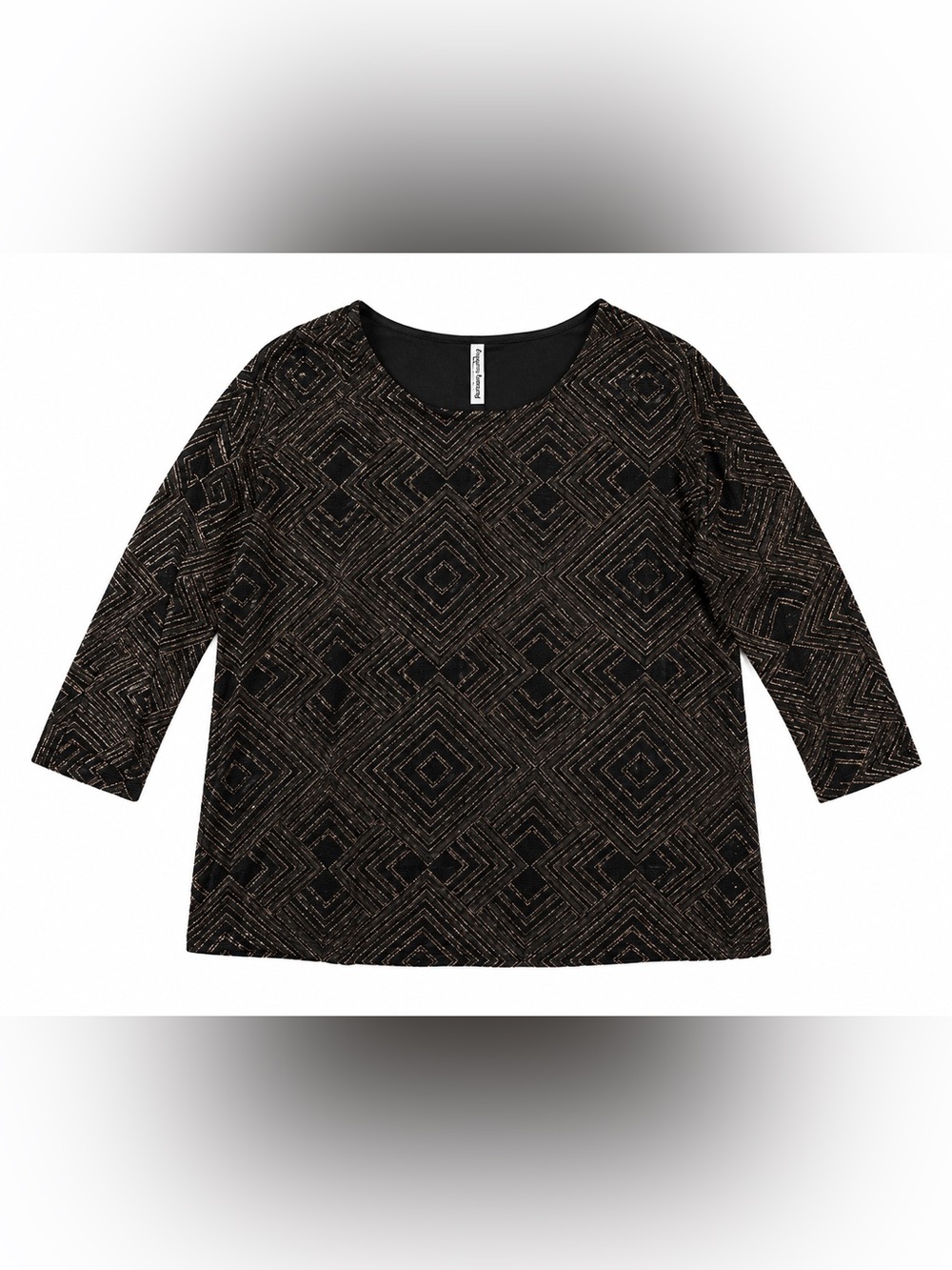 PerSeption Concept Black Geometric Sequin Top